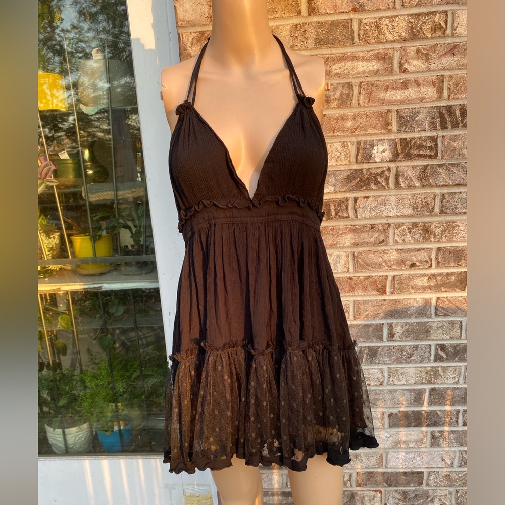 BellanBlue Black Halter Ruffle Mesh Mini Dress - Picture 11 of 16